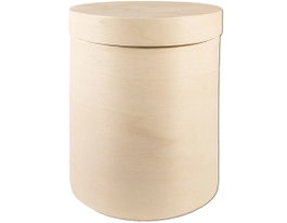 Innspiro Caja de madera de chapa de chopo redonda alta 6x6cm