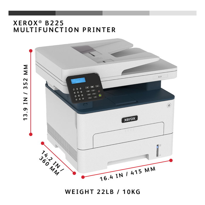Xerox B225V_DNI Impresora Multifunción Láser Monocromo con Wi-Fi y ADF