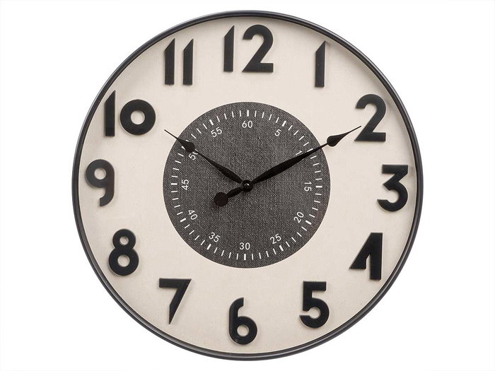 GIFTDECOR Reloj de pared con números en relieve Negro-Blanco 50cm