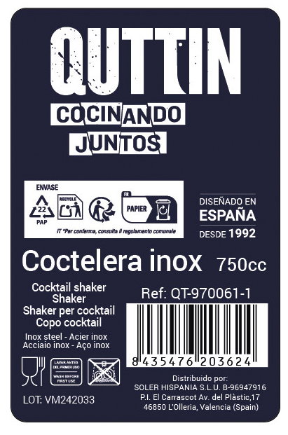 Quttin Coctelera Inox 750cc QUTTIN
