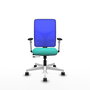 PIQUERAS Y CRESPO Silla de oficina Motilla con mecanismo Sincro/Traslack, Turquesa y Azul