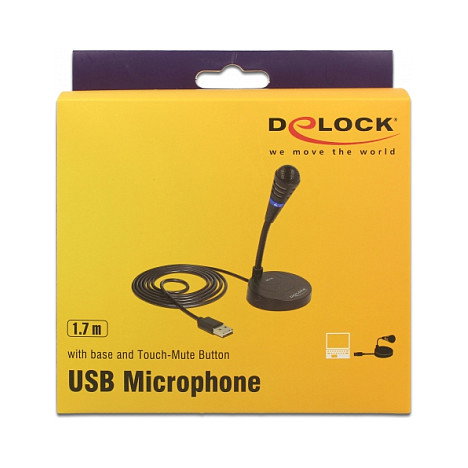 DeLOCK 65868 Micrófono USB con Soporte y Botón de Silencio