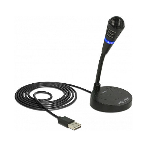 DeLOCK 65868 Micrófono USB con Soporte y Botón de Silencio