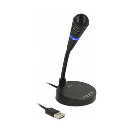 DeLOCK 65868 Micrófono USB con Soporte y Botón de Silencio