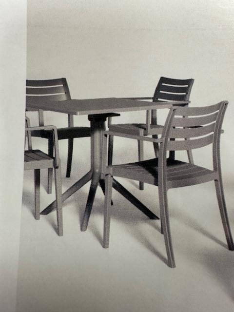 DKD Home Decor Silla Terraza y Jardín Barhotel Gris 52x84x57 cm, Apilable, PP Reciclado, 4 Unidades