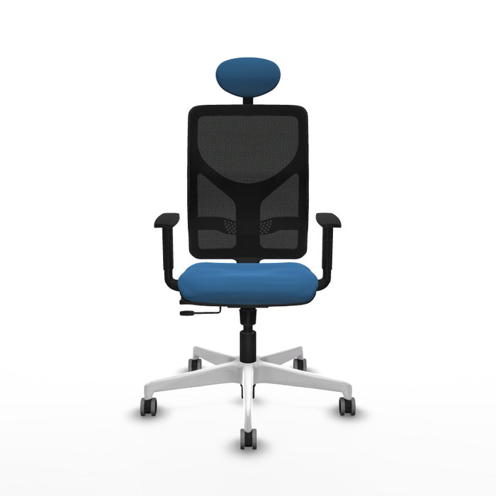 PIQUERAS Y CRESPO Silla de oficina Motilla con mecanismo Sincro/Traslack, Azul claro y Negro