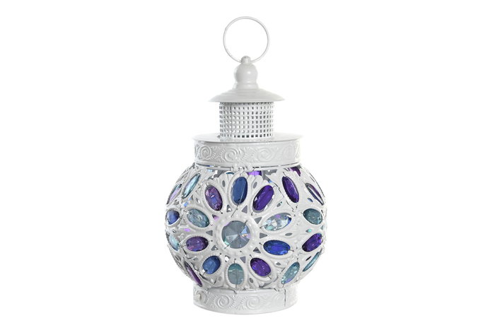 DKD Home Decor Lámpara Sobremesa Árabe Blanco Multicolor Metal y Acrílico 19 x 33 x 19 cm