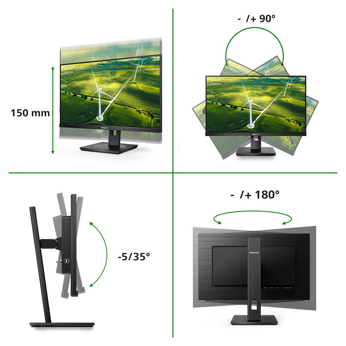Philips 272B1G Monitor 27 Pulgadas (68.6 cm) Full HD 1920x1080 IPS 75Hz DVI HDMI DisplayPort USB Negro