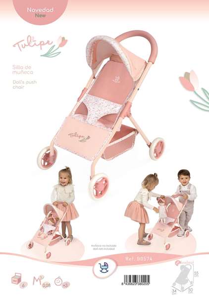 Decuevas Silla de Muñeca 4 Ruedas para Muñecas de hasta 50 cm