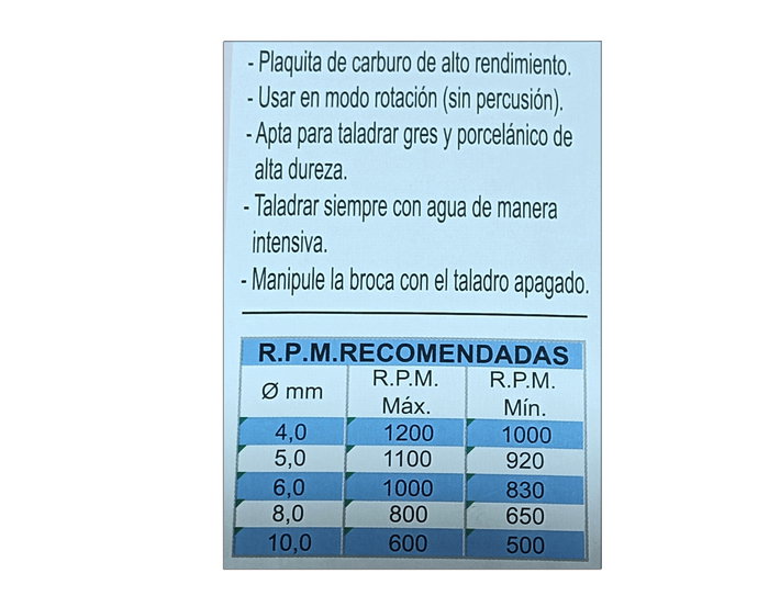 SIFER Broca para Porcelánico 6 x 100 mm con Punta de Carburo SIFER Broca para Porcelánico 6 x 100 mm con Punta de Carburo