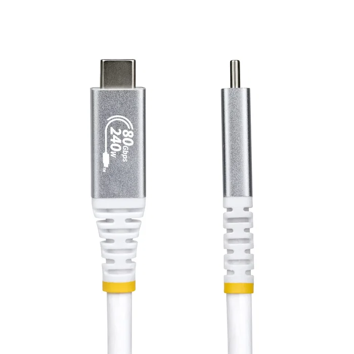 StartTech Cable USB4 Gen 4x2 USB-C a USB-C 1m CC1M80GUSB4CABLEW - Hasta 80 Gbps, 240W EPR PD 3.1, Vídeo 8K/120Hz, Compatible Thunderbolt 4, Certificado USB-IF, Blanco