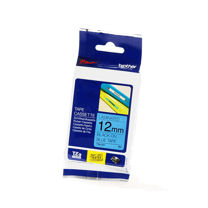 Brother TZe-531 Cinta laminada azul/negro 12mm Brother TZe-531 Cinta laminada azul/negro 12mm