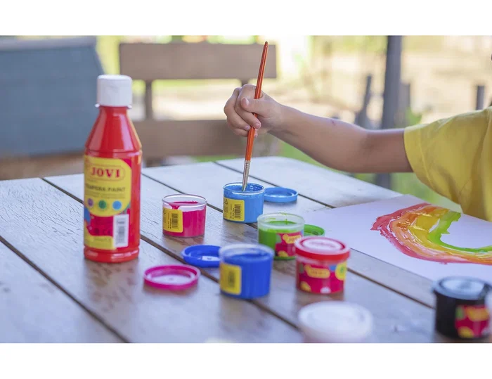 Jovi Estuche de Témpera Escolar Marrón de 5 Botes de 35 ml