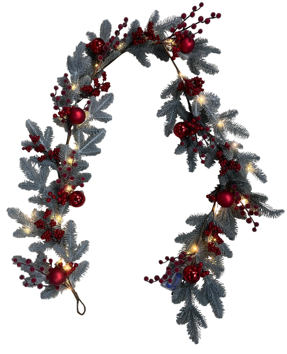 DKD Home Decor Guirnalda LED PVC Rojo 20x15x180