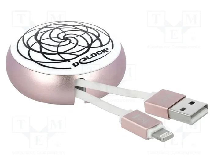 DeLOCK Cable retráctil USB Tipo-A a Lightning blanco/rosé DeLOCK Cable retráctil USB Tipo-A a Lightning blanco/rosé