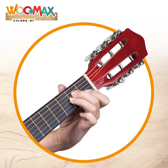 WOOMAX Guitarra de juguete de madera con 6 cuerdas
