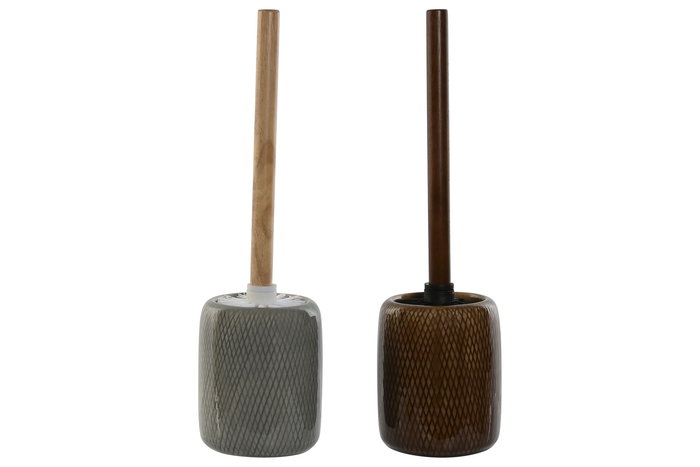 DKD Home Decor Escobillero Gris Marron Gres y Pe 11 x 40 x 11 cm (2 Unidades) DKD Home Decor Escobillero Gris Marron Gres y Pe 11 x 40 x 11 cm (2 Unidades)
