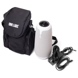 Owl Labs Estuche de Transporte Oficial para Meeting Owl 3, Funda Acolchada de Poliéster Negro con Correa, Protección Antirrayones para Cámara, Micrófono y Cables