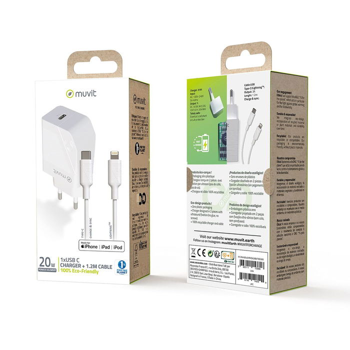 Cargador de Pared Muvit Blanco 20 W Cargador de Pared Muvit Blanco 20 W