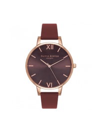 Olivia Burton OB16BD106 con esfera roja y correa de cuero