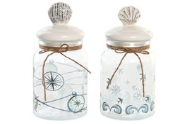 DKD Home Decor Bote Cristal y Gres Stella Maris 900ml