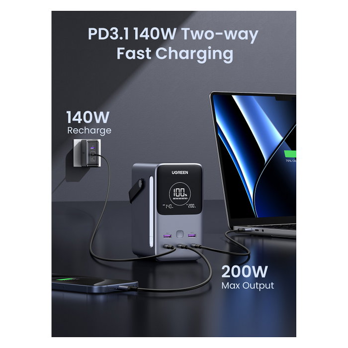 Ugreen Nexode Power Bank 48000 mAh Litio Gris Carga Rapida 300W, Compatible con Portatil, Tablet, Telefono, Smartwatch, Camara Digital Ugreen Nexode Power Bank 48000 mAh Litio Gris Carga Rapida 300W, Compatible con Portatil, Tablet, Telefono, Smartwatch, Camara Digital