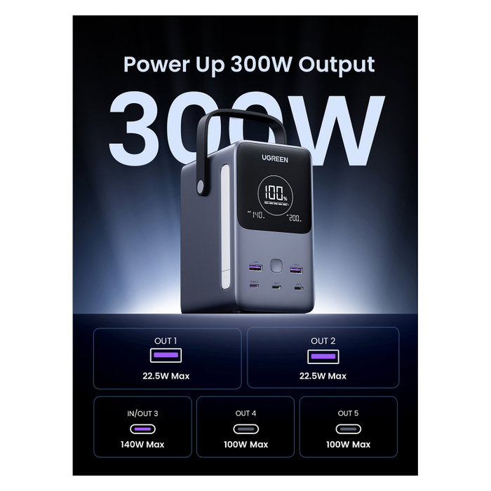 Ugreen Nexode Power Bank 48000 mAh Litio Gris Carga Rapida 300W, Compatible con Portatil, Tablet, Telefono, Smartwatch, Camara Digital Ugreen Nexode Power Bank 48000 mAh Litio Gris Carga Rapida 300W, Compatible con Portatil, Tablet, Telefono, Smartwatch, Camara Digital