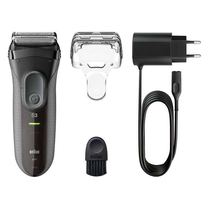 Braun Series 3 ProSkin 3000s - Máquina de Afeitar Eléctrica Recargable con 3 Cabezales, 2 SensoFoil, LED, A Prueba de Agua, Negro (AC/Batería)