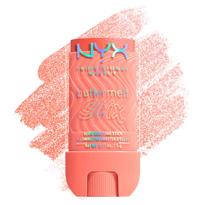 NYX Professional Make Up Buttermelt Stix Iluminador Glow Boosting Stick #Melt Down, Textura Sedosa, 5g, con Manteca de Cupuaçu y Aceite de Coco