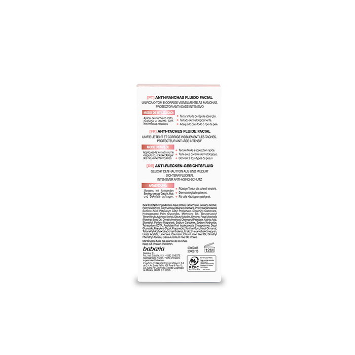 Babaria Anti-Dark Spot Fluido Facial Antimanchas SPF20 40 ml Babaria Anti-Dark Spot Fluido Facial Antimanchas SPF20 40 ml