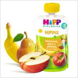 HIPP Pouches Bebibles de Manzana, Pera y Plátano para Bebés a partir de 4 meses, 100Gr