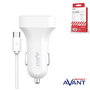AVANT CONNECT Cargador de Coche para Coche 2 Puertos 2.4A + Cable Tipo C Blanco
