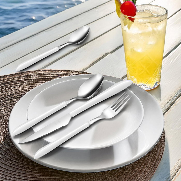 Pradel Set de 24 Cubiertos Vibrato Blanco con Mango de PP