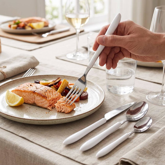 Pradel Set de 24 Cubiertos Vibrato Blanco con Mango de PP