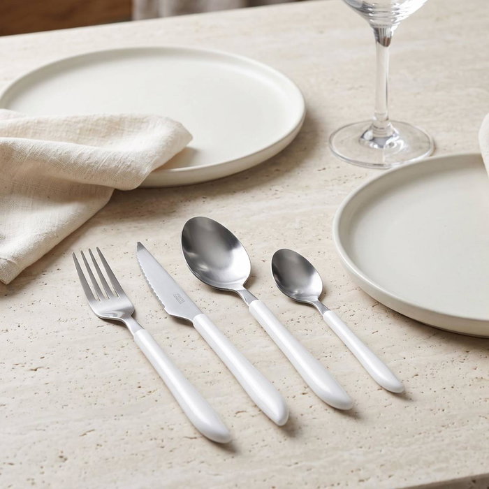 Pradel Set de 24 Cubiertos Vibrato Blanco con Mango de PP