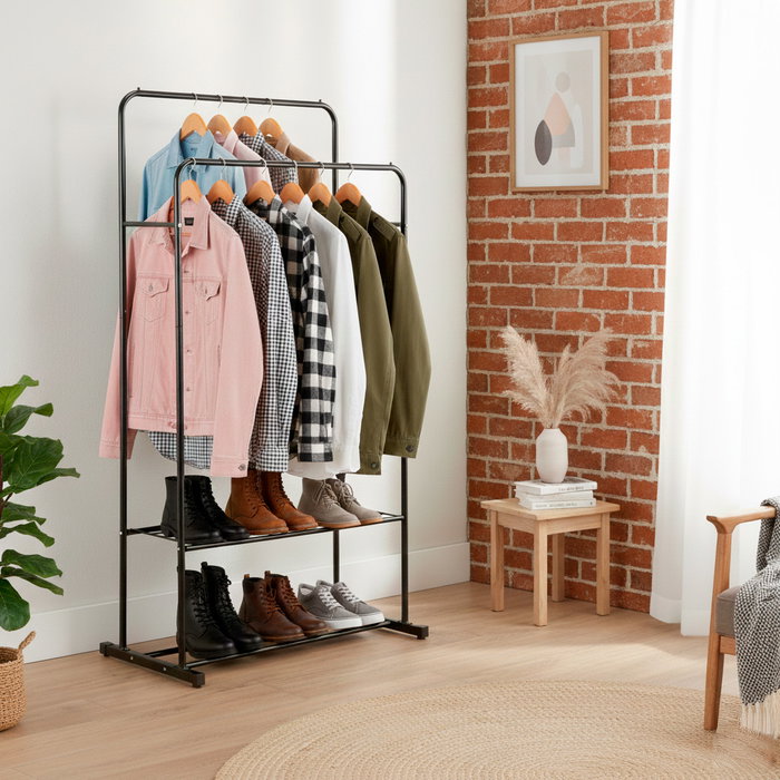 Inde Perchero de Metal Doble Ajustable en Altura 81 x 50 x 125-150 cm Confortime (4 Unidades)