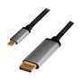 LogiLink Cable USB-C a DisplayPort 1,8 m 4K Ultra HD, Negro/Gris