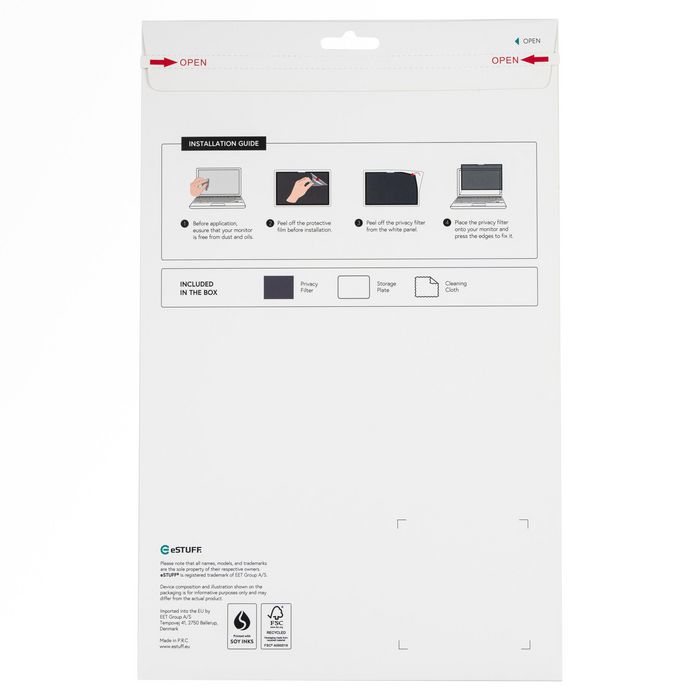 eSTUFF Filtro de Privacidad Adhesivo y Reutilizable para Pantalla, 13.5 Pulgadas (3:2), Protección Visual Lateral