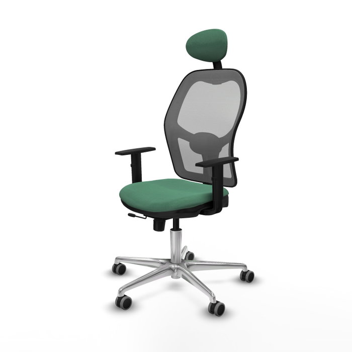 PIQUERAS Y CRESPO Silla de oficina Jorquera con mecanismo Sincro/Traslack, Verde esmeralda y Gris