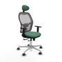 PIQUERAS Y CRESPO Silla de oficina Jorquera con mecanismo Sincro/Traslack, Verde esmeralda y Gris
