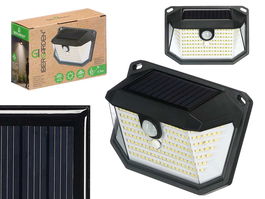 Ibergarden Lámpara Solar LED con Sensor de Movimiento, 120 Lúmenes, Luz Blanca Fría, Negro, Dimensiones: 13.8 x 5.2 x 9.8 cm, IP44 (Set de 12)