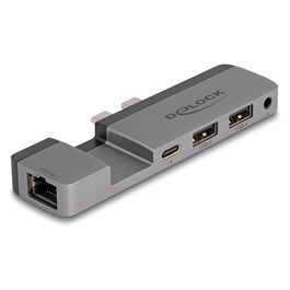 DeLOCK Docking Station Thunderbolt 4 para MacBook Pro/Air con 5K 100W PD, Hub 10 Gbps, LAN, Audio, Negro/Gris