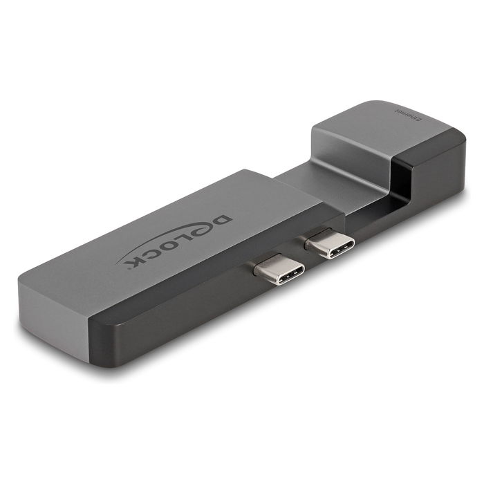 DeLOCK Docking Station Thunderbolt 4 para MacBook Pro/Air con 5K 100W PD, Hub 10 Gbps, LAN, Audio, Negro/Gris