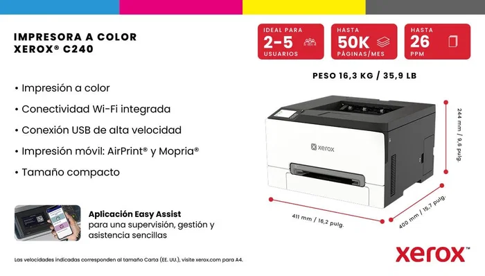Xerox C240 Impresora láser a color A4 inalámbrica