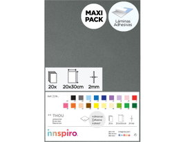 Innspiro Goma EVA gris láminas adhesivas 20x30cm x 2mm, 20 unidades