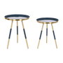 DKD Home Decor Mesita Auxiliar de Hierro Dorado y Azul, Set de 2