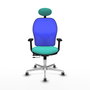 PIQUERAS Y CRESPO Silla de oficina Jorquera con mecanismo Sincro/Traslack, Turquesa y Azul