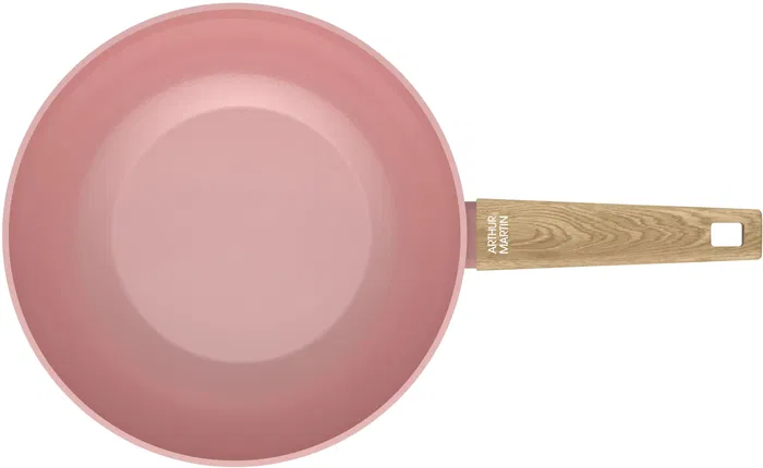 Arthur Martin AM4944 Wok, Ø 28 cm, Revestimiento Cerámico, Rosa, Apto para todo tipo de fuegos incluida inducción