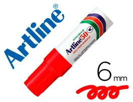 Artline Rotulador Permanente EK-50 Rojo Punta Biselada 6 mm