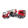 Bruder MAN TGS LKW con contenedor de descarga y pala cargadora de patio